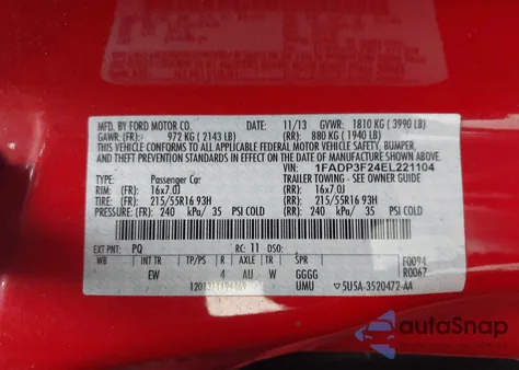 2014 Ford Focus Se из США, поврежденный, VIN 1FADP3F24EL221104